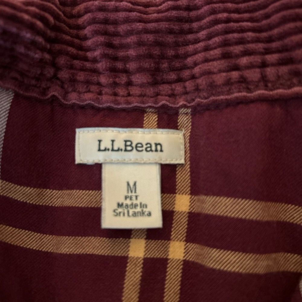 L.L. Bean Burgundy Corduroy Button Down Shirt - Picture 3 of 3